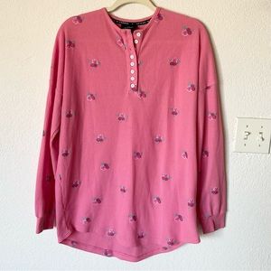 Lazy Oaf 90s vibes pink floral thermal long top mini nightgown